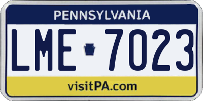 PA license plate LME7023