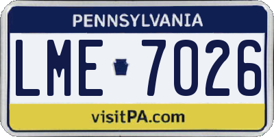 PA license plate LME7026