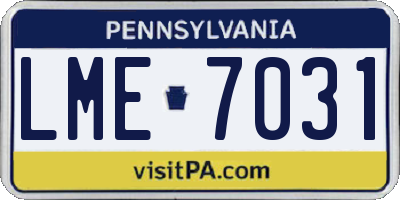 PA license plate LME7031