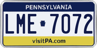 PA license plate LME7072