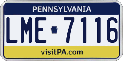 PA license plate LME7116