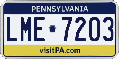 PA license plate LME7203