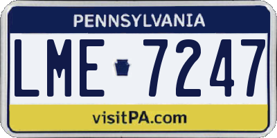 PA license plate LME7247