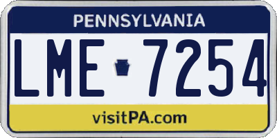 PA license plate LME7254