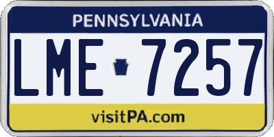 PA license plate LME7257
