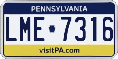 PA license plate LME7316