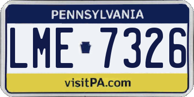PA license plate LME7326