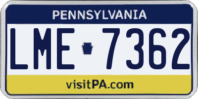 PA license plate LME7362
