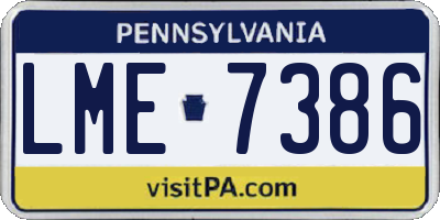 PA license plate LME7386