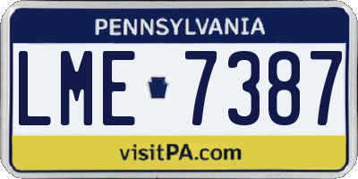 PA license plate LME7387