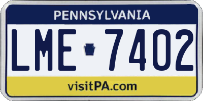 PA license plate LME7402