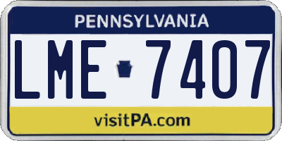 PA license plate LME7407