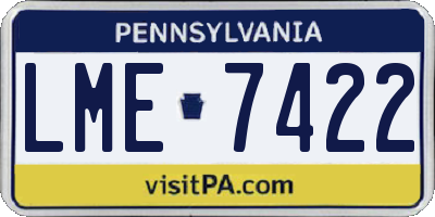 PA license plate LME7422