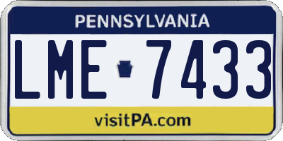 PA license plate LME7433