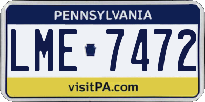 PA license plate LME7472