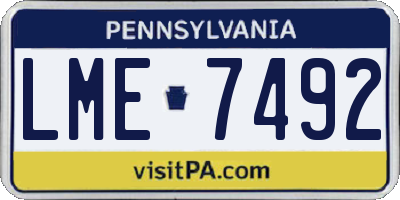 PA license plate LME7492