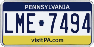 PA license plate LME7494