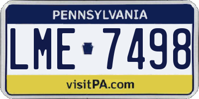 PA license plate LME7498