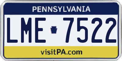 PA license plate LME7522