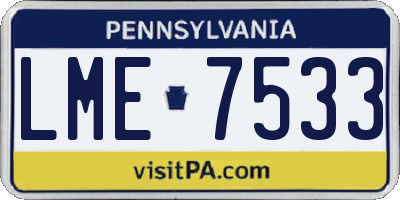 PA license plate LME7533