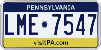 PA license plate LME7547