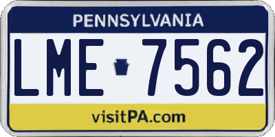 PA license plate LME7562