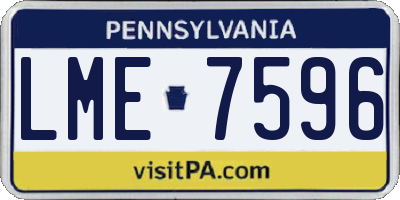 PA license plate LME7596