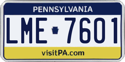 PA license plate LME7601