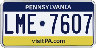 PA license plate LME7607