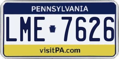 PA license plate LME7626