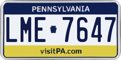 PA license plate LME7647