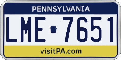 PA license plate LME7651