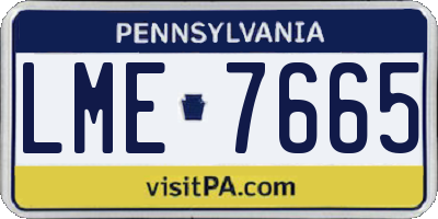 PA license plate LME7665