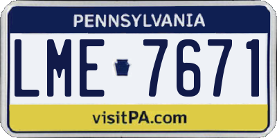PA license plate LME7671