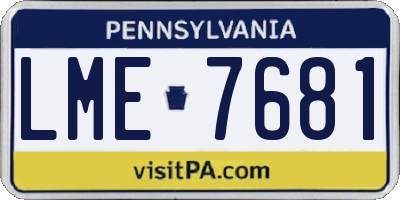 PA license plate LME7681
