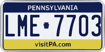 PA license plate LME7703