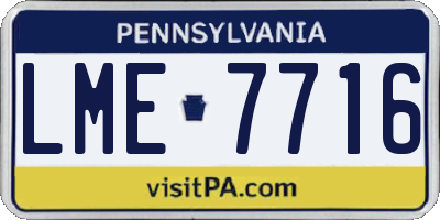 PA license plate LME7716