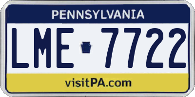 PA license plate LME7722