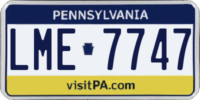 PA license plate LME7747