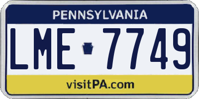 PA license plate LME7749