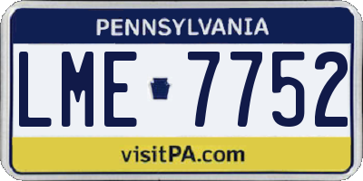 PA license plate LME7752