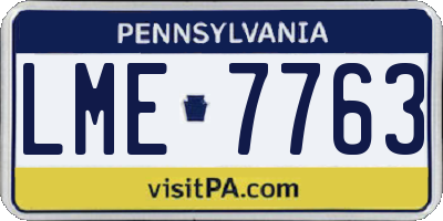 PA license plate LME7763