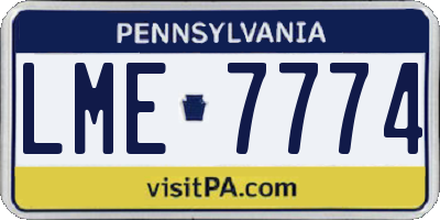 PA license plate LME7774
