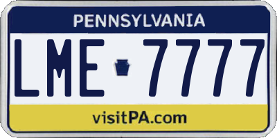 PA license plate LME7777