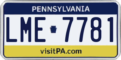 PA license plate LME7781