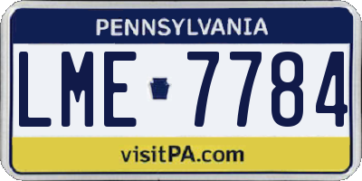 PA license plate LME7784