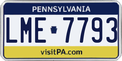 PA license plate LME7793