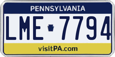 PA license plate LME7794