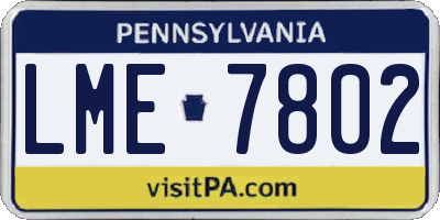 PA license plate LME7802