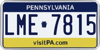 PA license plate LME7815